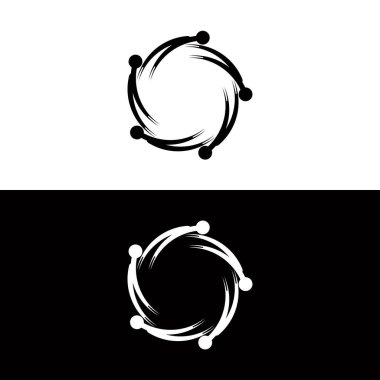 Siyah ve beyaz daire vektör logo şablonu tasarımı. Çember vektör logo şablonu tasarımı