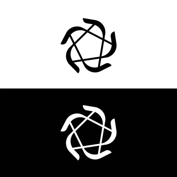Desain Templat Logo Lingkaran Vektor Hitam Dan Putih - Stok Vektor
