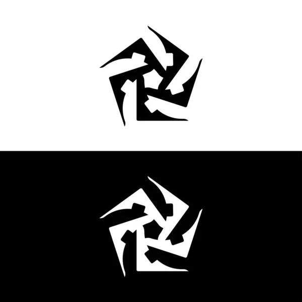 Czarno Biały Wzór Logo Wektora Okręgu — Wektor stockowy
