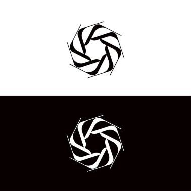 Siyah ve beyaz daire vektör logo şablonu tasarımı