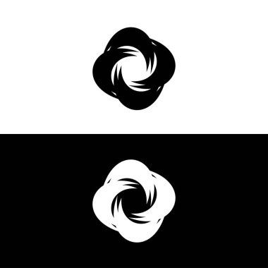 Siyah ve beyaz daire vektör logo şablonu tasarımı. Çember simgesi çizimi