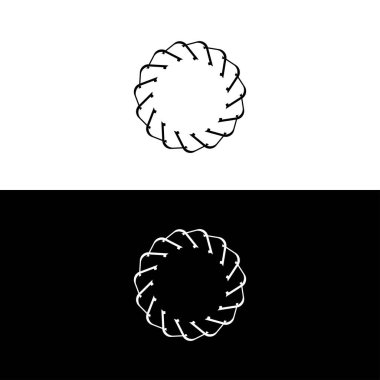 Siyah ve beyaz daire vektör logo şablonu tasarımı