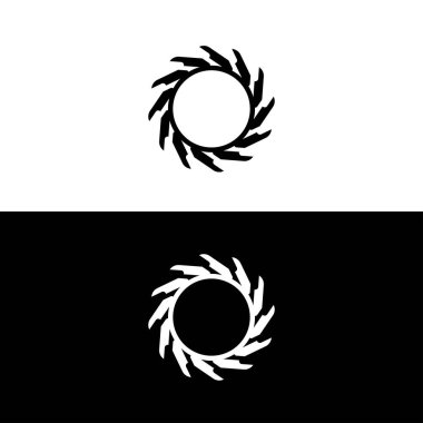Siyah ve beyaz daire vektör logo şablonu tasarımı