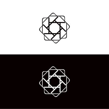 Çember vektör logo şablonu tasarımı. Siyah ve beyaz daire vektör logo şablonu tasarımı. Siyah ve beyaz daire vektör logo şablonu tasarımı