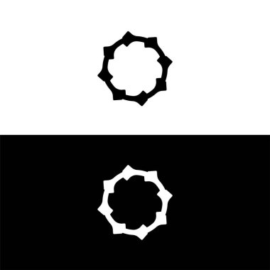 Siyah ve beyaz daire vektör logo şablonu tasarımı