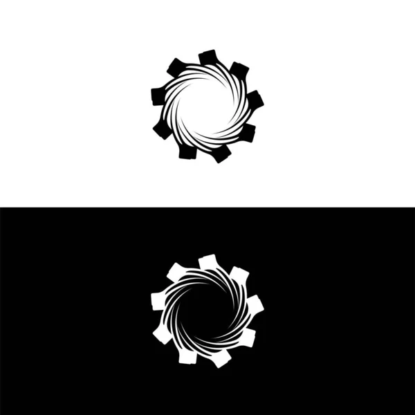Preto Branco Círculo Vetor Logotipo Modelo Design — Vetor de Stock