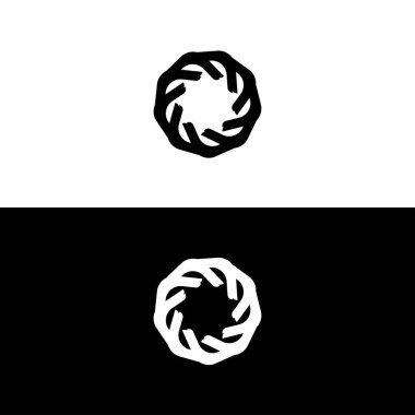 Siyah ve beyaz daire vektör logo şablonu tasarımı