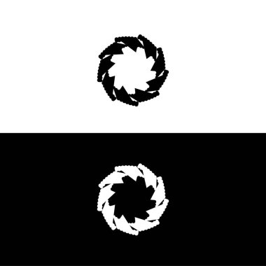 Siyah ve beyaz daire vektör logo şablonu tasarımı