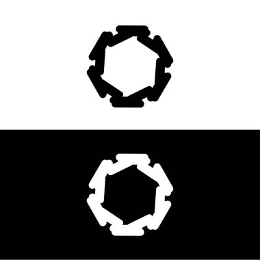 Siyah ve beyaz daire vektör logo şablonu tasarımı