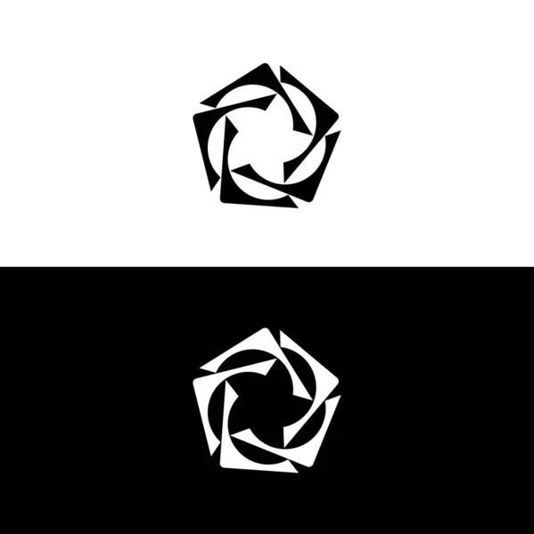 Preto Branco Círculo Vetor Logotipo Modelo Design — Vetor de Stock