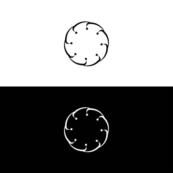 Modèle Logo Vectoriel Cercle Noir Blanc Cercle Icône Simple — Image vectorielle