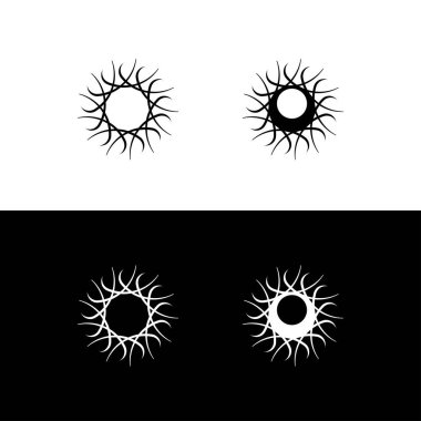 Siyah ve beyaz vektör logosu. Çember siluet tasarımı
