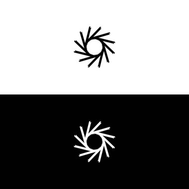Çember vektör logo şablonu tasarımı. Simge siluet tasarımını çember yapın. Siyah ve beyaz vektör logosu tasarımı