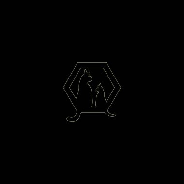 Çizgili kedi hayvan logosu tasarımı. Güzel kedi logosu.