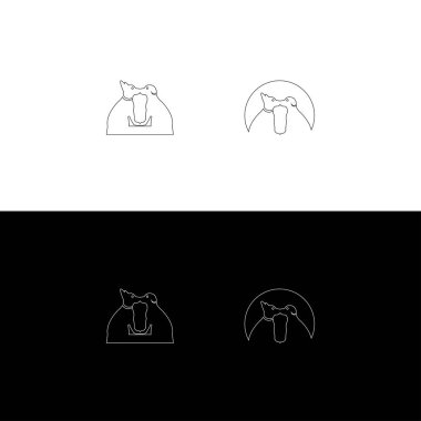 Sanat dairesi köpek logosu tasarımı. köpek basit vektör logosu tasarımı