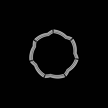 Siyah ve beyaz daire vektör logosu çizimi. Çember logo şablonu simge silueti