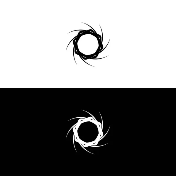 Μαύρο Και Άσπρο Διάνυσμα Κύκλο Σχεδιασμό Πρότυπο Λογότυπο Σχήμα Εικονογράφησης — Διανυσματικό Αρχείο