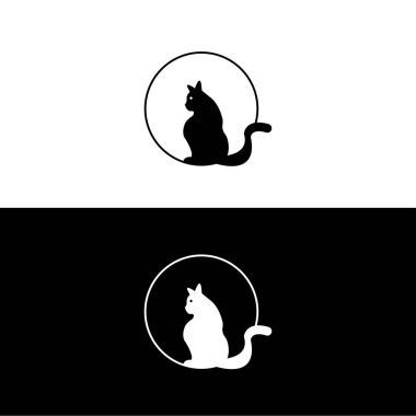 Kedi Silueti Vektör İllüstrasyonu. kedi sembolü - kedi logosu vektörü