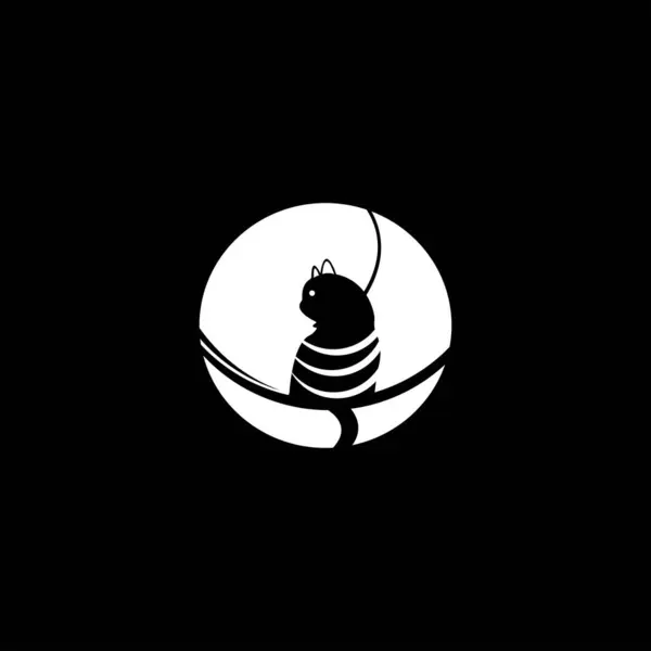 Siyah Kedi Çemberi Logosu Çember Yaratıcı Kedi Vektör Çizimi — Stok Vektör