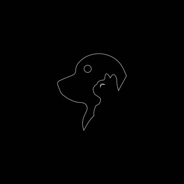 Pati kedisi ve köpek hayvan logosu. Bakım kedisi ve köpek logosu çizimi