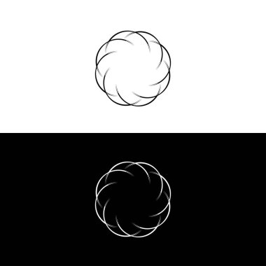 Siyah ve beyaz benzersiz daire logosu. Çember çizim vektör logosu