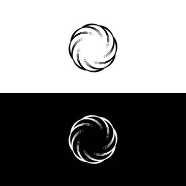 Çember vektör logo siluet tasarımı. Siyah-beyaz daire vektör logosu tasarımı