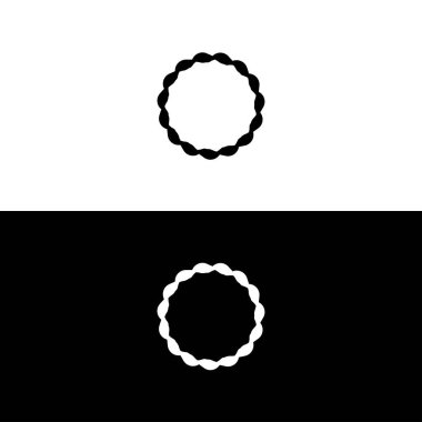 Siyah ve beyaz daire vektör logosu çizimi. Çember logo şablonu simge silueti