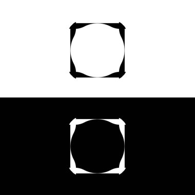 Siyah ve beyaz daire vektör logosu çizimi. Çember logo şablonu simge silueti