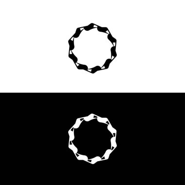 Siyah ve beyaz vektör logosu. Çember siluet tasarımı. Yaratıcı daire logosu tasarımı
