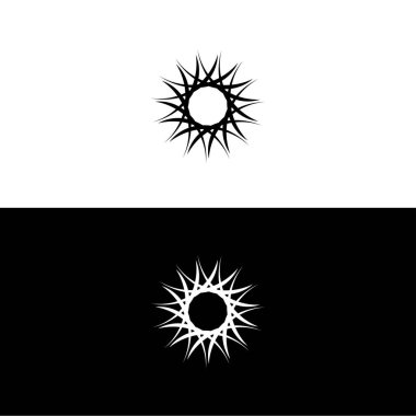 Siyah ve beyaz vektör logosu. Çember siluet tasarımı