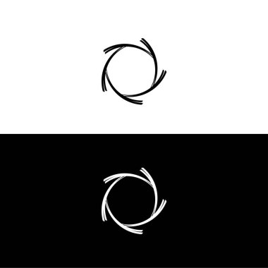 Siyah ve beyaz daire vektör logo şablonu tasarımı. Çember vektör logo şablonu tasarımı