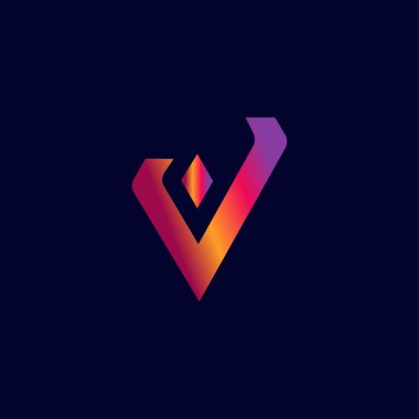 V harfi gradyan vektör logo şablonu tasarımı