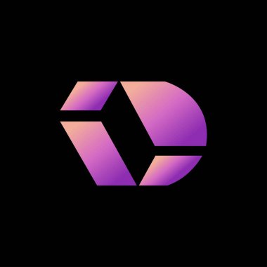 D harfi gradyan vektör logosu tasarımı