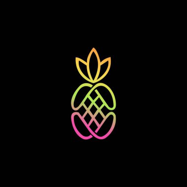 Ananas çizgisi gradyan vektör logosu tasarımı