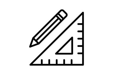 Çizim, kalem, cetvel, tasarım, kırtasiye tam olarak düzenlenebilir vektör doldurma simgesi 