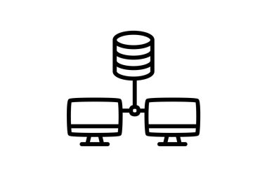 Veri merkezi, veri ağı tam olarak düzenlenebilir vektör dolum simgesi