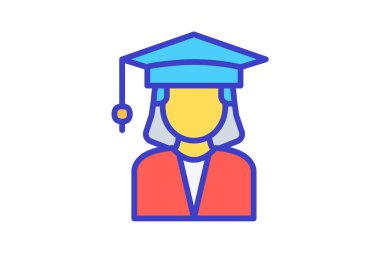 Mezun, eğitim tamamen düzenlenebilir vektör doldurma simgesi