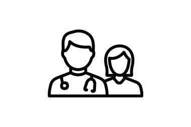 Doktor, tıbbi ekip tamamen düzenlenebilir vektör doldurma simgesi