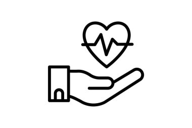 Kalp sağlığı ve kalp hastalığı tamamen düzenlenebilir vektör doldurma simgesi