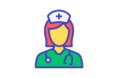 Doktor, kadın asistan tamamen düzenlenebilir vektör doldurma simgesi