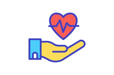 Kalp sağlığı ve kalp hastalığı tamamen düzenlenebilir vektör doldurma simgesi