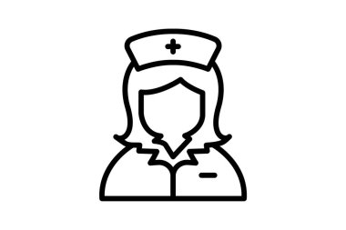 Hemşire, hastane, tamamen düzenlenebilir vektör doldurma simgesi