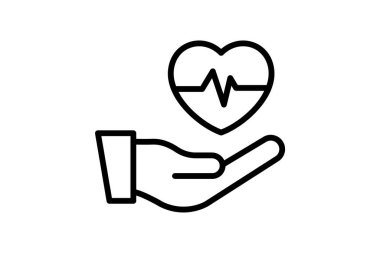 Kalp, kalp atışı tamamen düzenlenebilir vektör doldurma simgesi