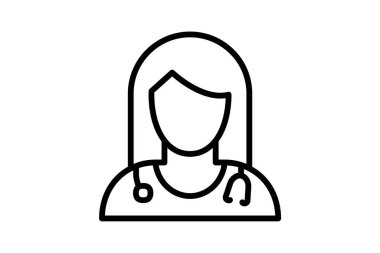 Female Doctor and stethoscope Line Icon