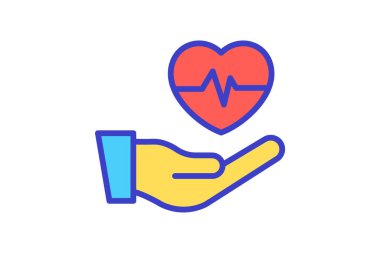 Kalp, kalp atışı tamamen düzenlenebilir vektör doldurma simgesi