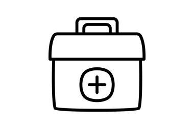 İlk yardım, tıbbi kutu tamamen düzenlenebilir vektör doldurma simgesi
