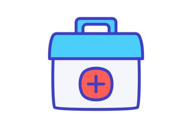 İlk yardım, tıbbi kutu tamamen düzenlenebilir vektör doldurma simgesi