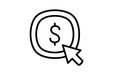 Tıklayın, madeni para tamamen düzenlenebilir vektör Satır Simgesi