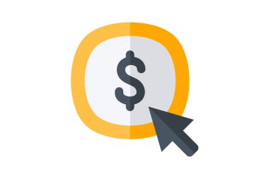 Tıklayın, madeni para tamamen düzenlenebilir vektör düz simgesi