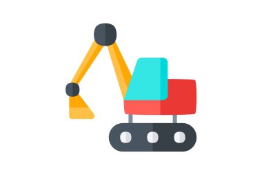 Yapım, kazıcı tam olarak düzenlenebilir vektör düz simgesi 